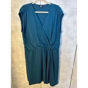 Lands end women’s dress pullover casual cap sleeve rushed front twist plus size